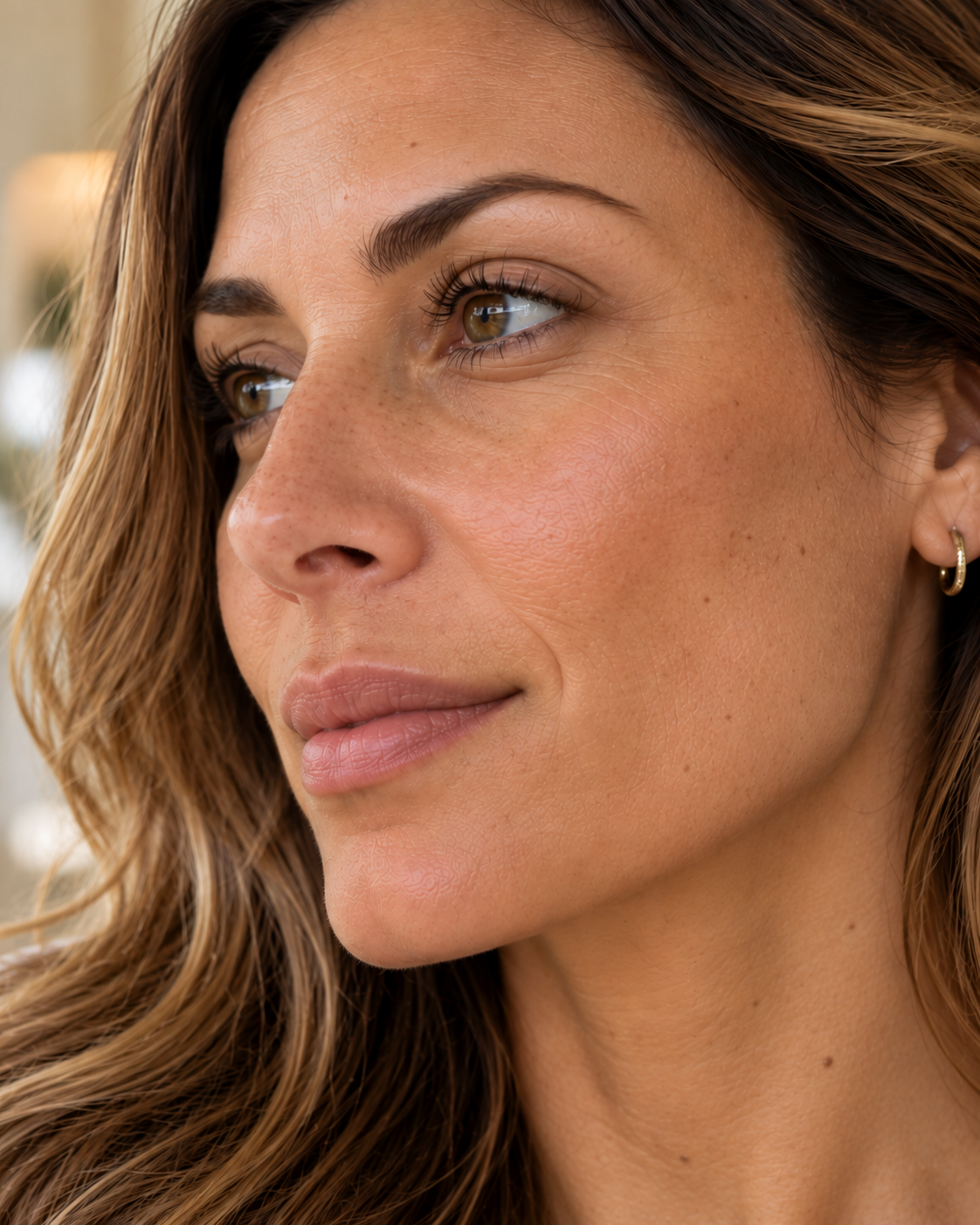 Supplied model portrait, close-up view — illustrative after